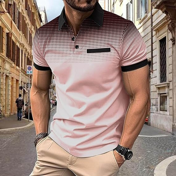 Herre Polo-shirt med kortærmet i gradient-mønster Stilla