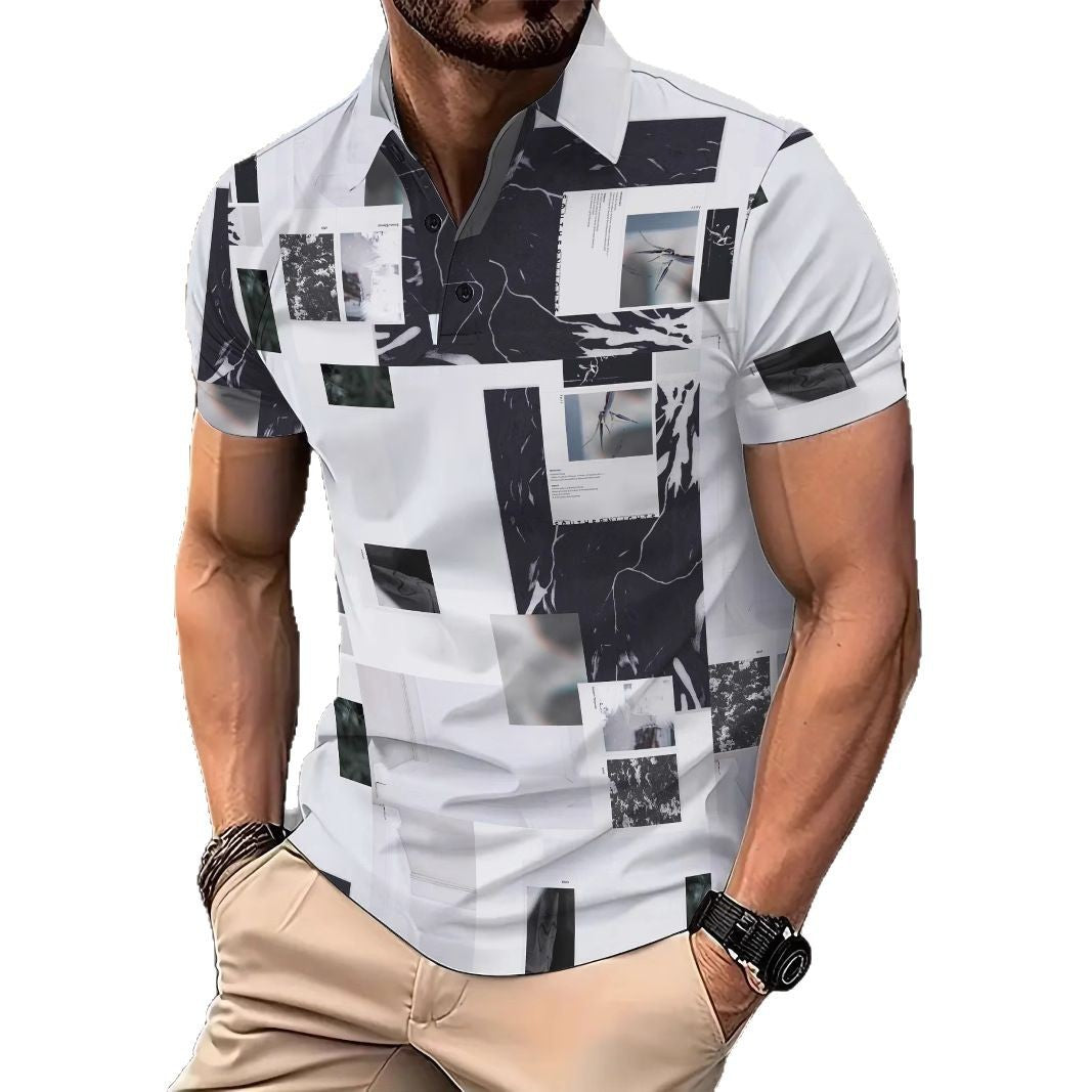 Herre poloshirt med moderne kreativ grafisk tryk Stilla