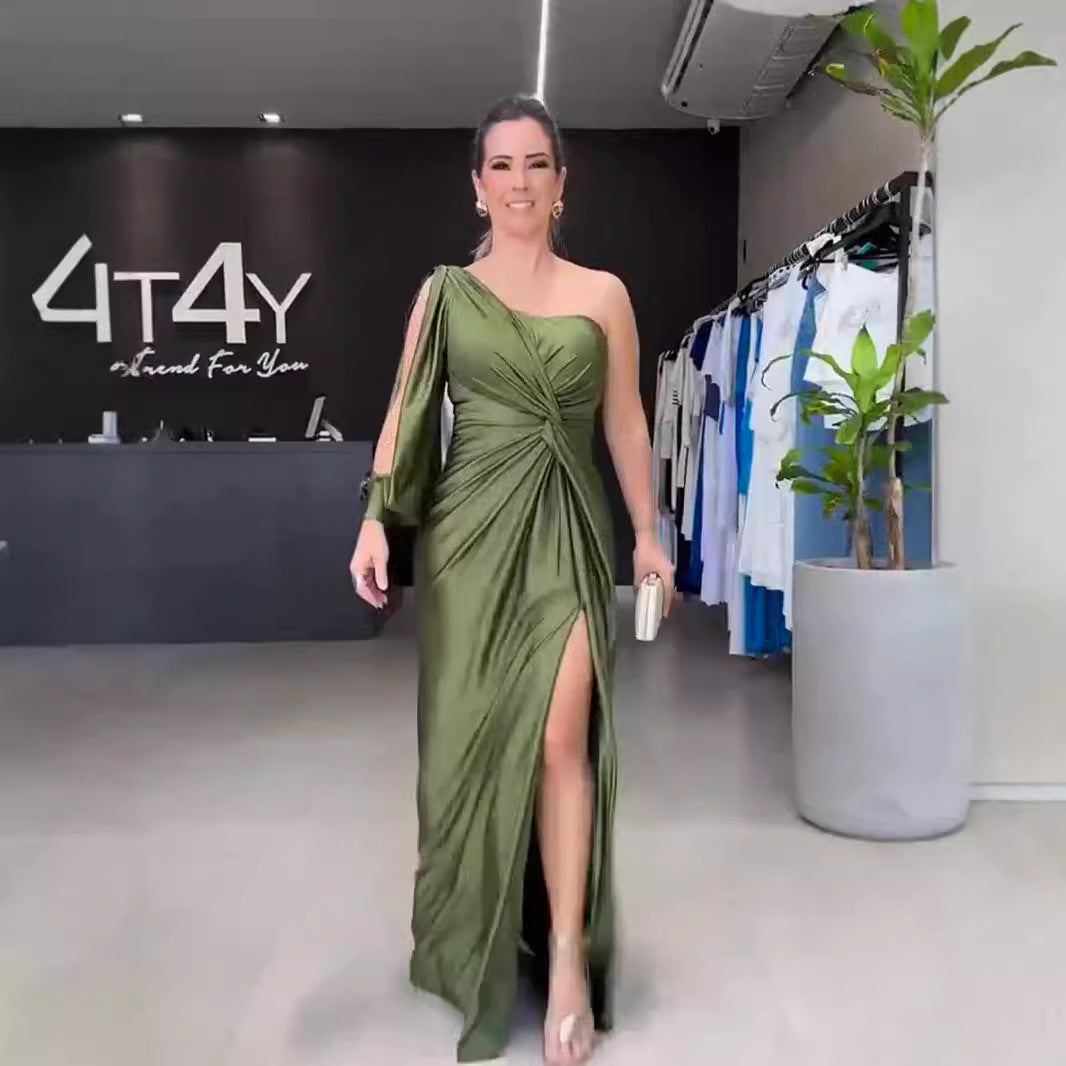 Dame Maxi-kjole med elegant asymmetrisk design og tiltalende flæsedetaljer Stilla