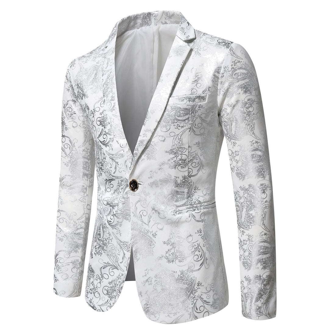 Herre elegant metallisk floraltryk blazer Stilla