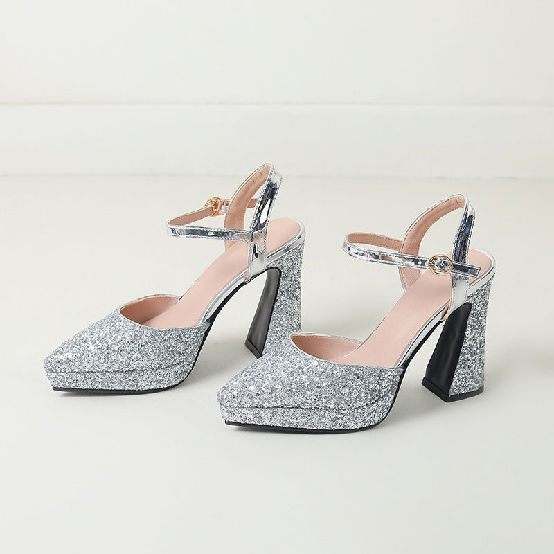Femme Glamorous Glitter Blokhæl Sandaler Stilla
