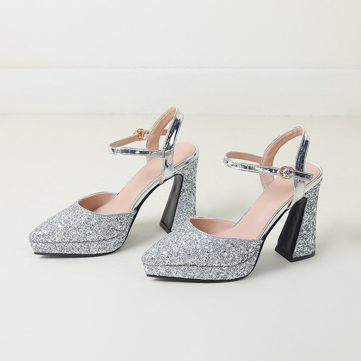 Femme Glamorous Glitter Blokhæl Sandaler Stilla
