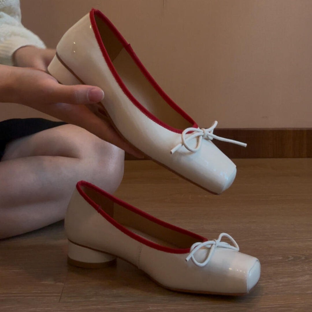 Kvinder Ballerina-flade med kvadratisk tåparti og rynkeudsmykning Stilla