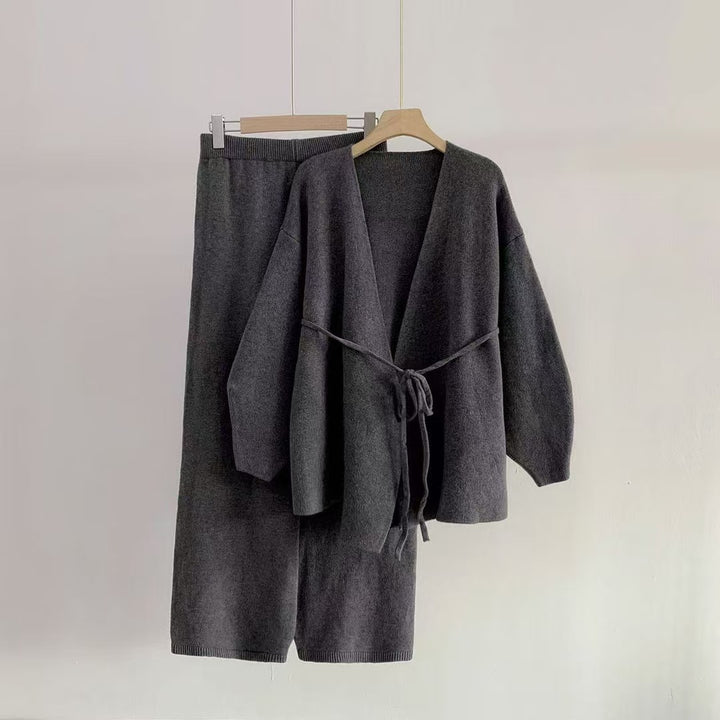Femme Wrap Style Strik Loungewear Sæt Stilla