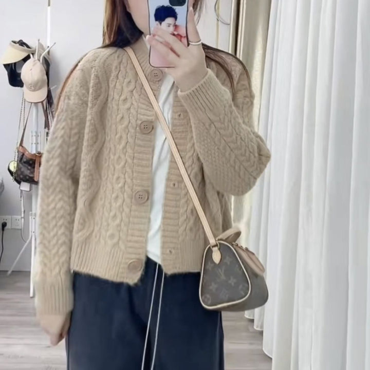 Dame Cozy Cardigan med Kabelmønster Stilla 1772285547