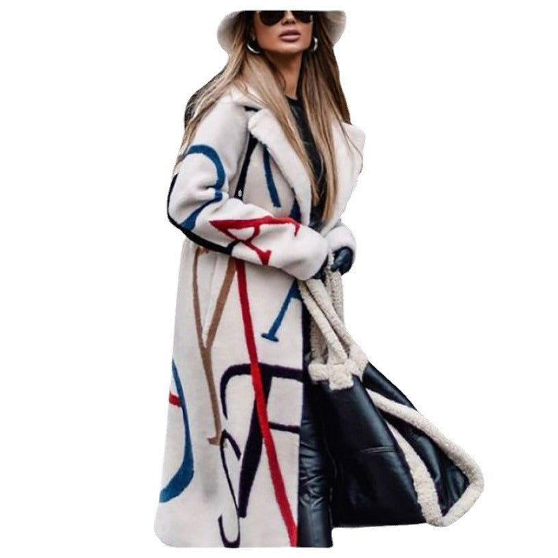 Dame Elegant Overcoat med kunstnerisk Naturmønster Stilla