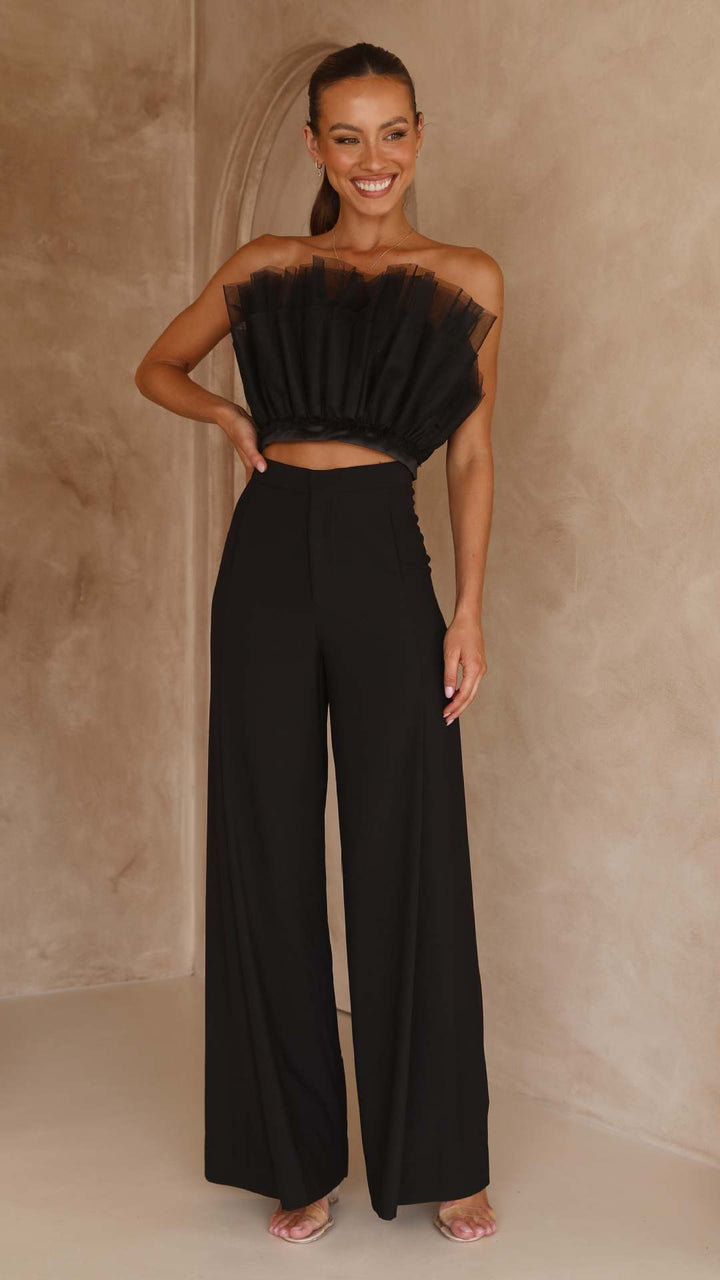 Dame cropped top med transparente flæsedetaljer Skovae