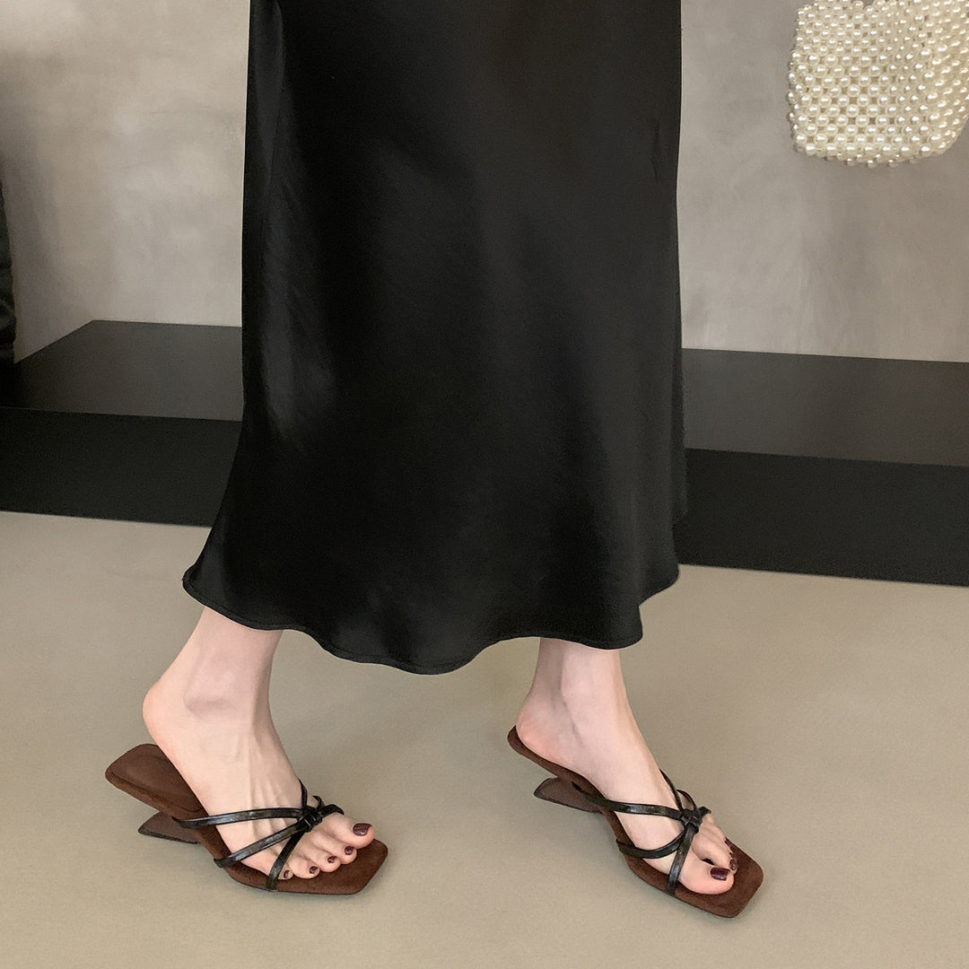 Dame Chic Rem Sandaler Åben Tå Hæle med Elegante Detaljer Stilla