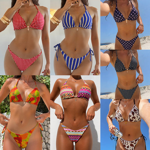 Dame triangel-bikini med raffineret blomsterapplikation Skovae