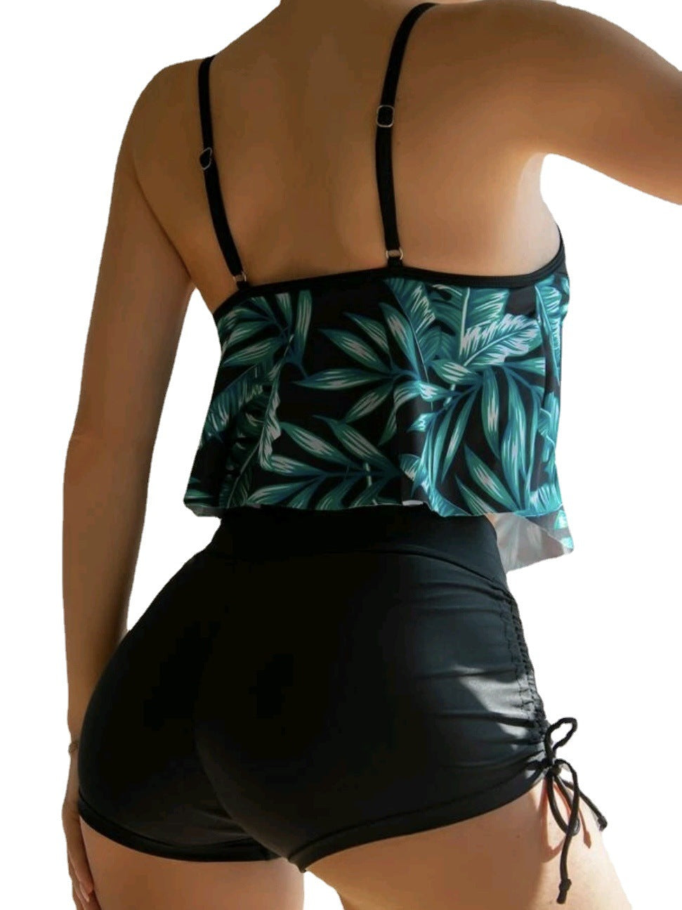 Damer Flydende Volang Tankini-top med højtsiddende shorts Stilla