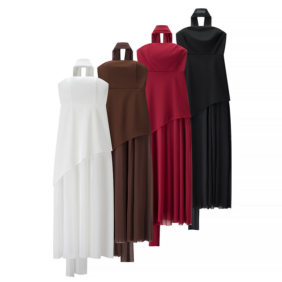 Dame maxikjole med asymmetrisk kant og flot draperingsdesign Stilla