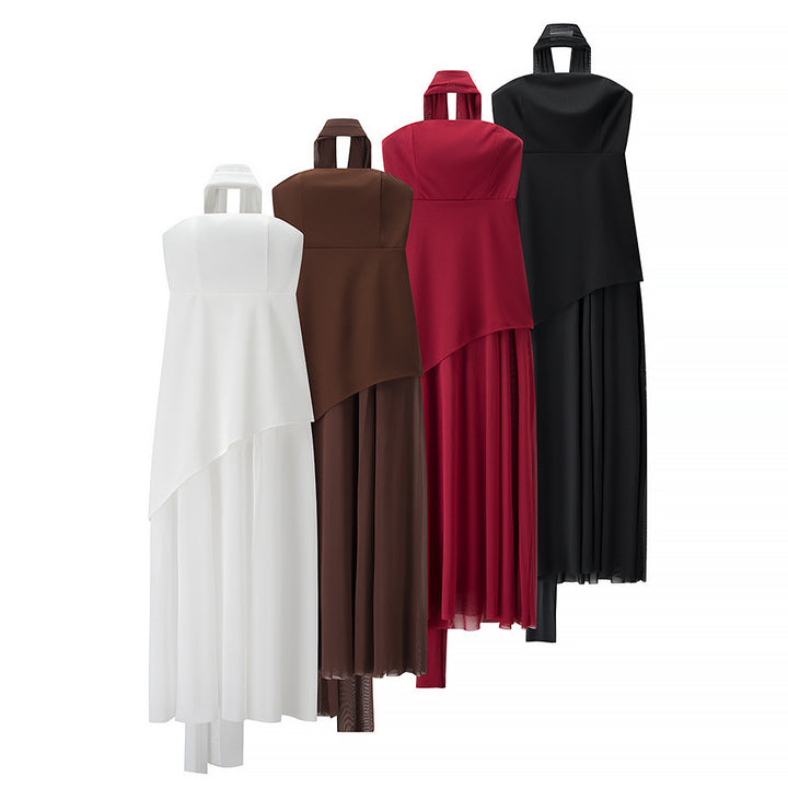 Dame maxikjole med asymmetrisk kant og flot draperingsdesign Stilla