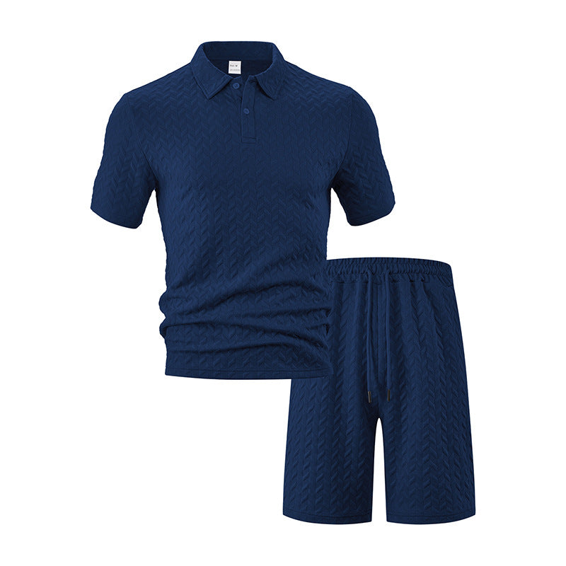 Herre Polo-Shorts-Sæt lavet af åndbart strukturmateriale med moderne design Stilla