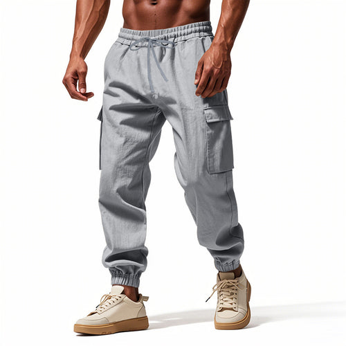 Herrer trendy Cargo-bukser med elastisk talje og praktiske sidelommer Stilla