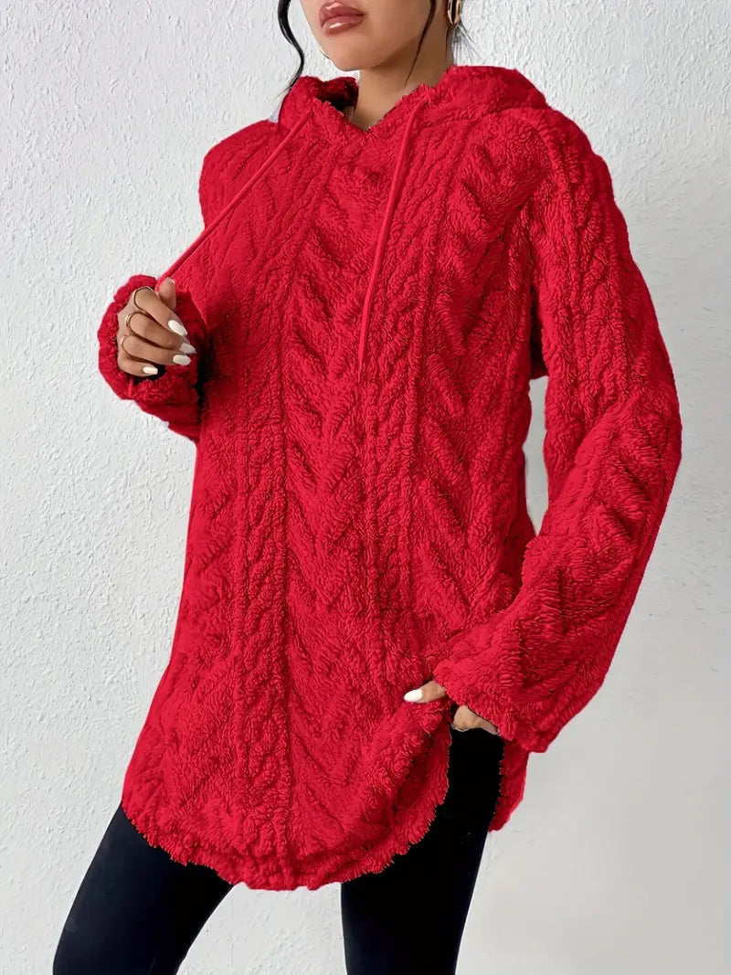 Kvinders hyggelige fleece hoodiejakke med tekstureret ribdesign Stilla