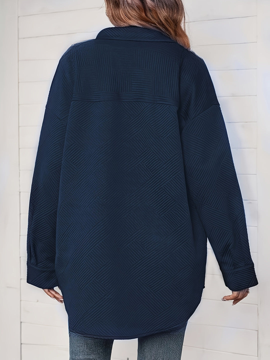 Dame Tekstureret Oversized Knap-Jakke Stilla