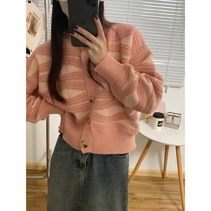 Femme Cultured Stribet Strikcardigan Stilla