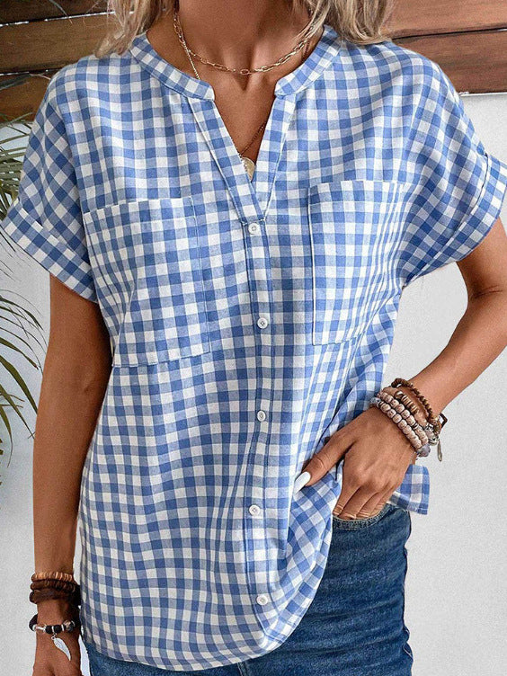 Dame ternet bluse med let bomuldsstof og moderne button-up design Stilla