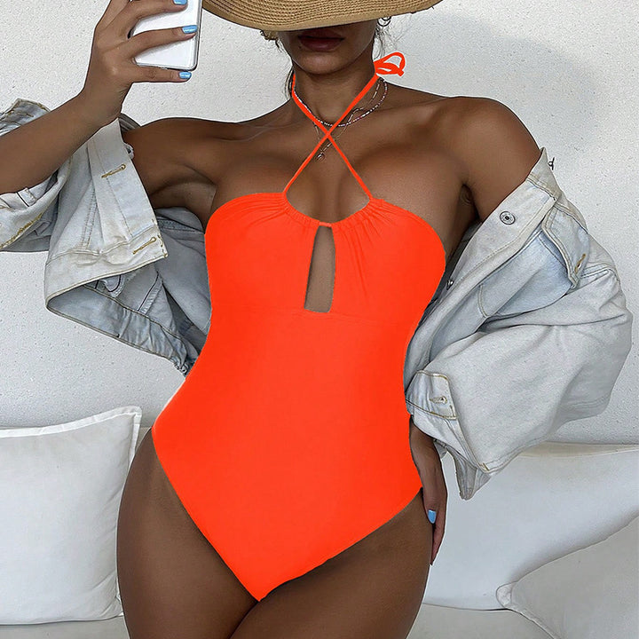 Dame Én-delt badedragt med dyb V-udskæring og raffineret snørresystem Skovae
