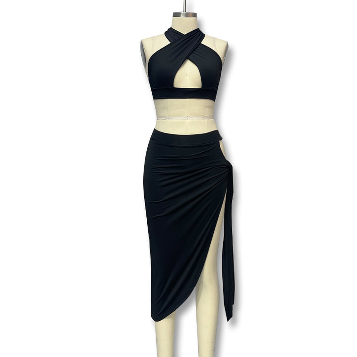 Dame Elegant Cut-Out kjole med indpakningslook og dyb udskæring Skovae