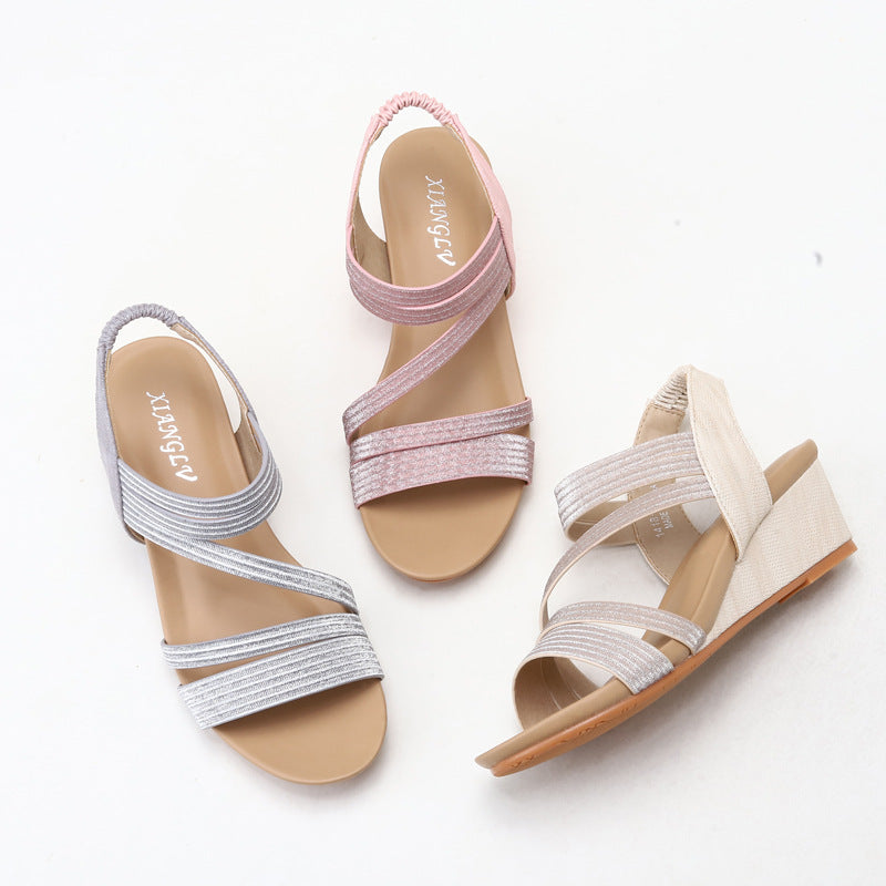 Dame Wedge-sandaler med glitrende remme og komfortabel dæmpning Stilla