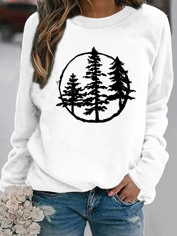 Kvinders sweatshirt med sejt naturmotiv og afslappet pasform Stilla