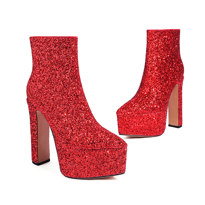 Femme Glitrende Plattform Stiletto Støvler Stilla