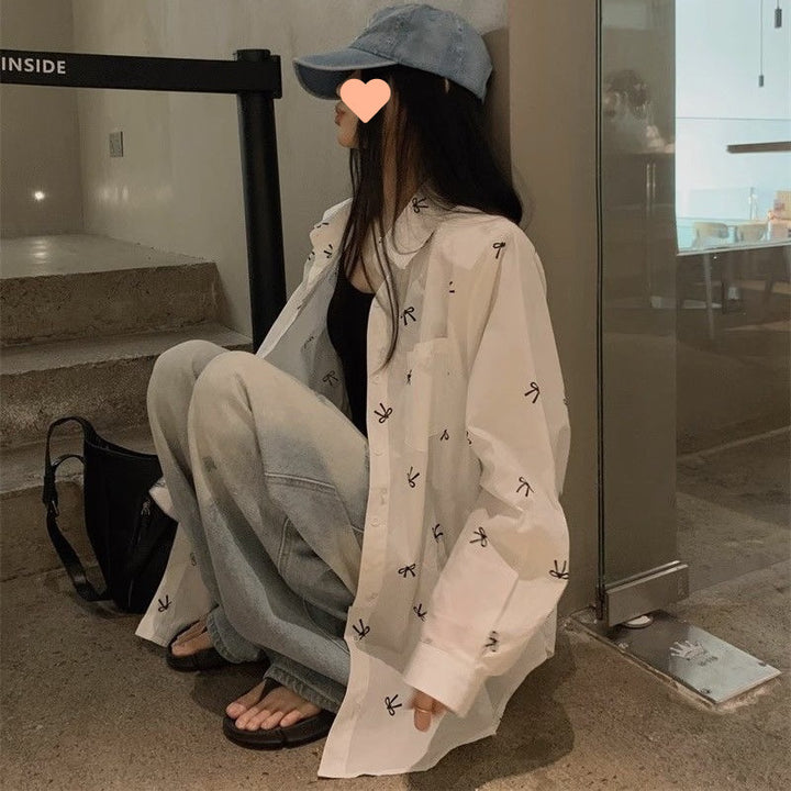 Femme Casual Oversized Knap-ned Skjorte Stilla