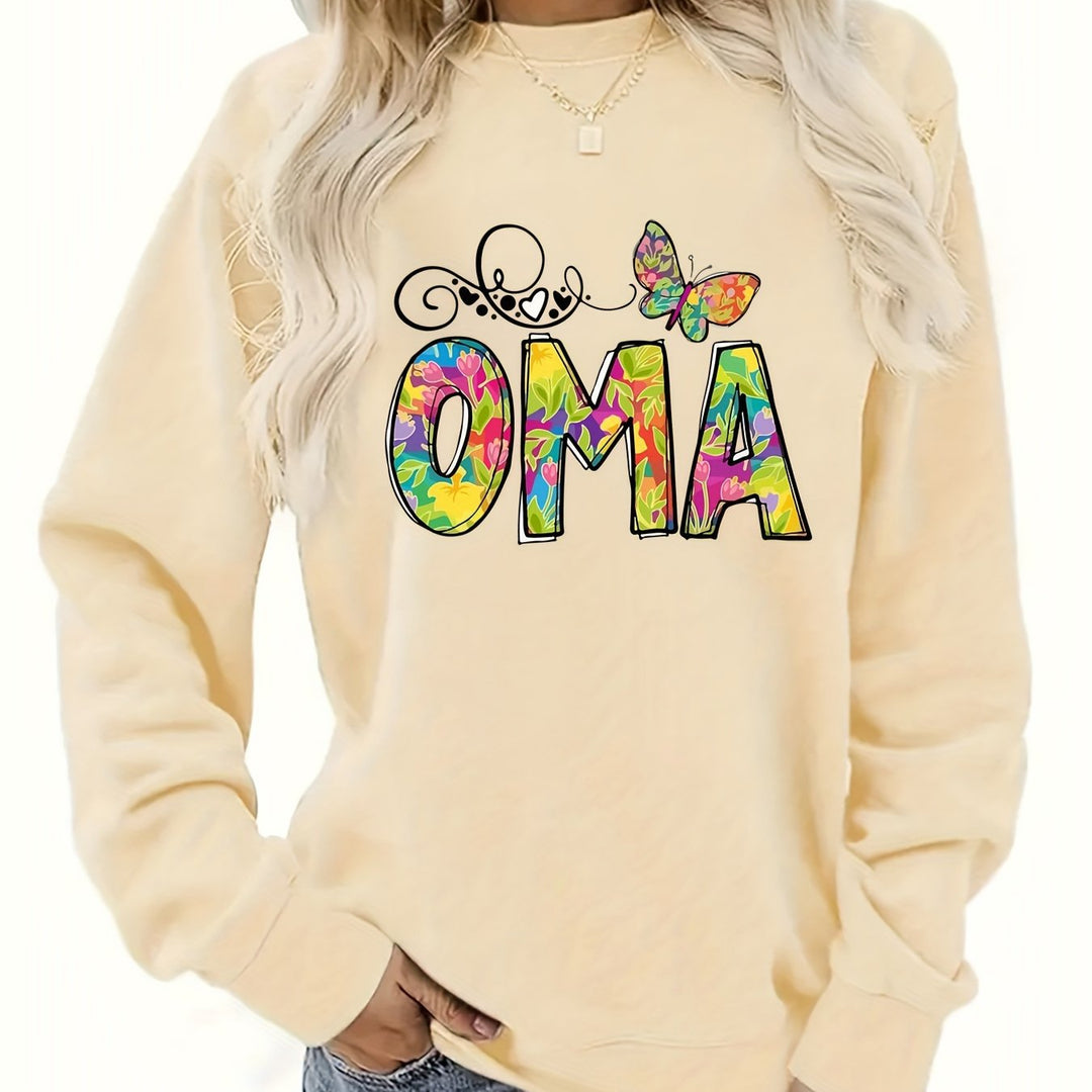Kvinders sweatshirt med kreativ botanisk tryk Stilla