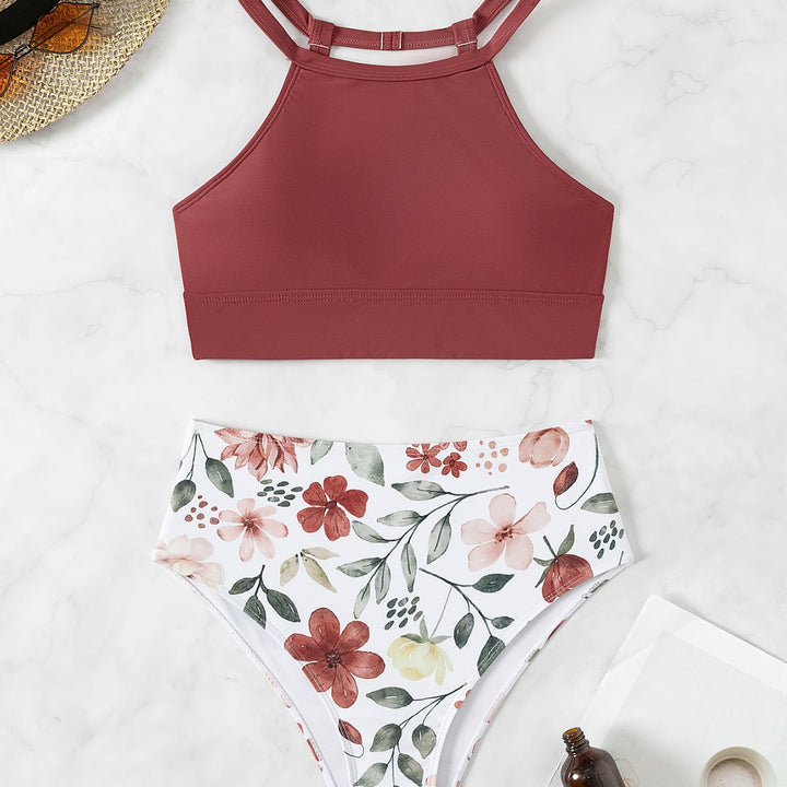 Dame Sport-Bikini-Sæt med højt skåret trusse og racerback-top Stilla