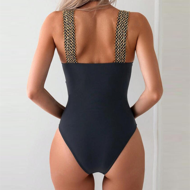 Dame Éntal Badeanzug med fashionabel mesh-indsats og dekorative skulderdetaljer Stilla