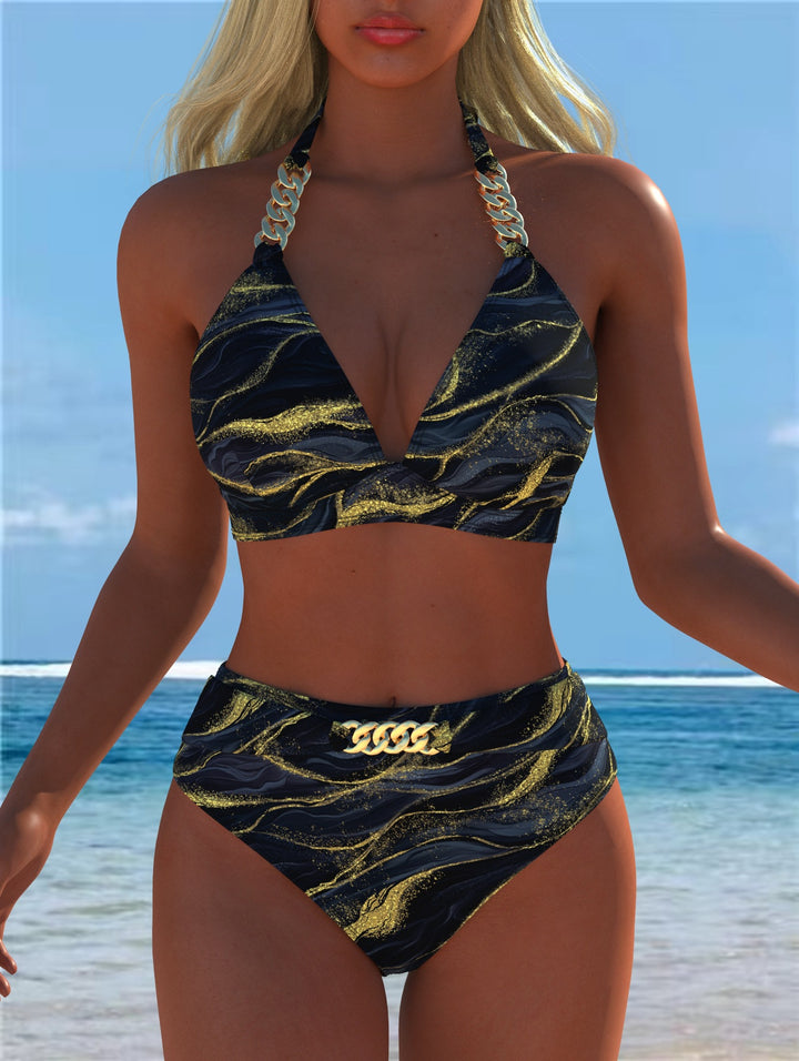 Dame Bikini med luksuriøst marmor mønster og fine detaljer Skovae