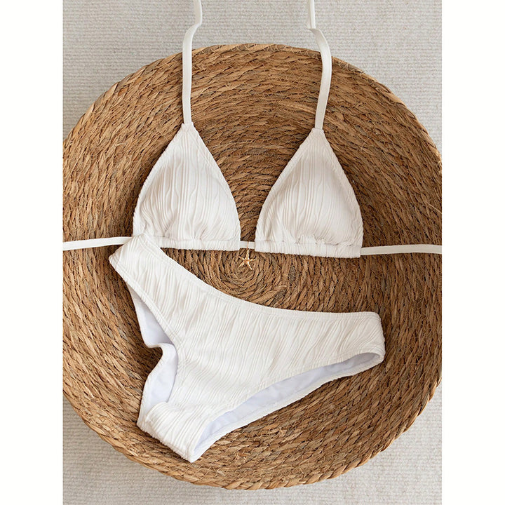 Dame Triangel-Bikini med elegante flæsedetaljer Skovae