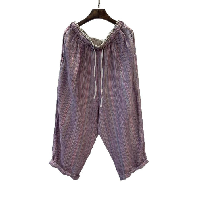 Femme stribede løse linned-Culottes Stilla