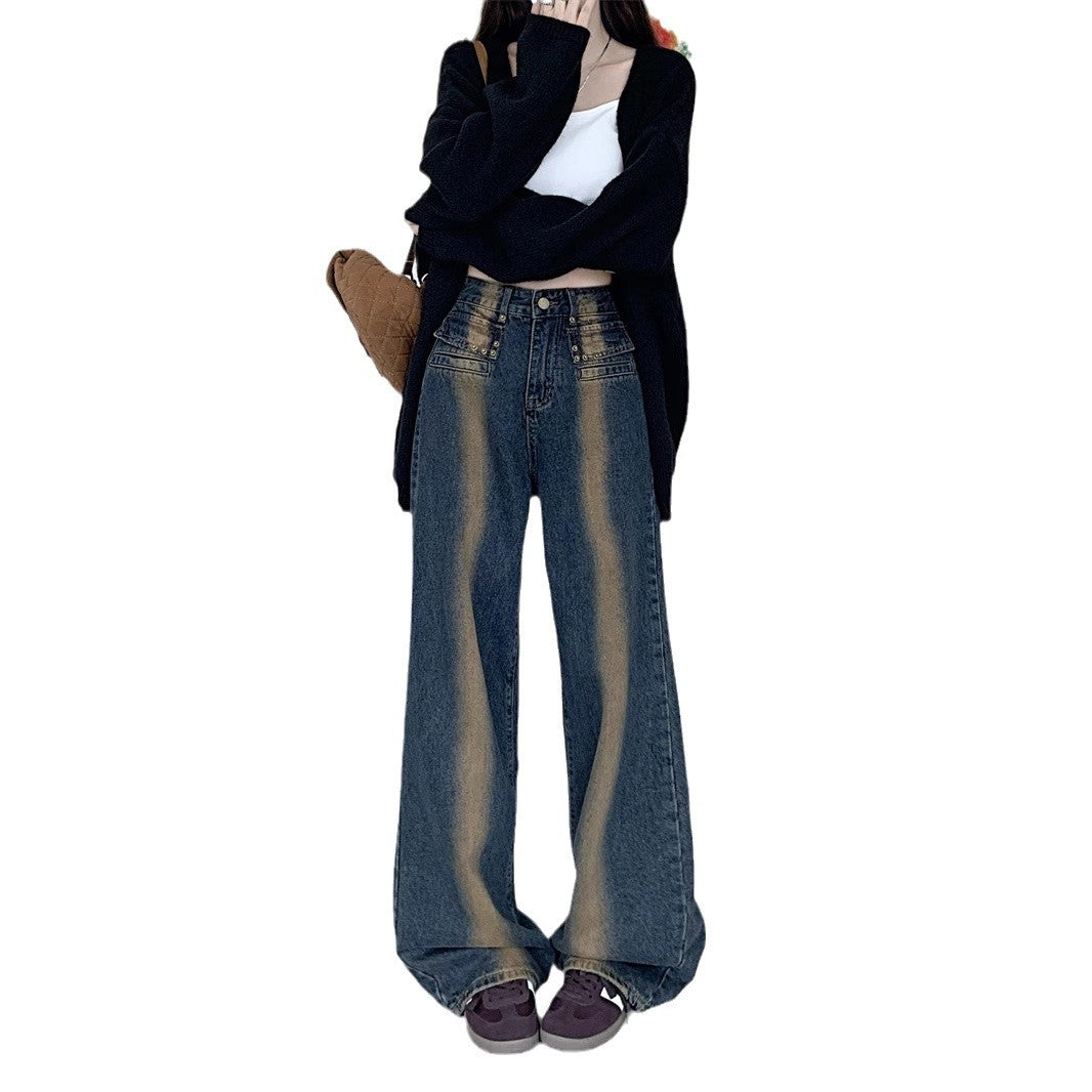 Damer bredskårne jeans med detaljeret knapdesign Stilla