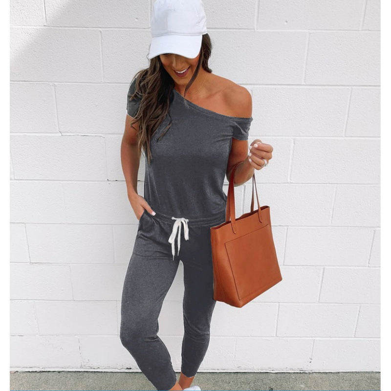 Damer stilfuld jumpsuit med asymmetrisk halsudskæring og høj talje betoning Stilla