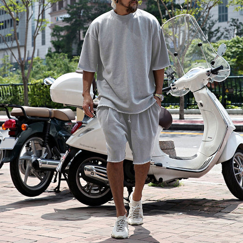 Herrer afslappet overdel og shorts sæt med oversized pasform Stilla