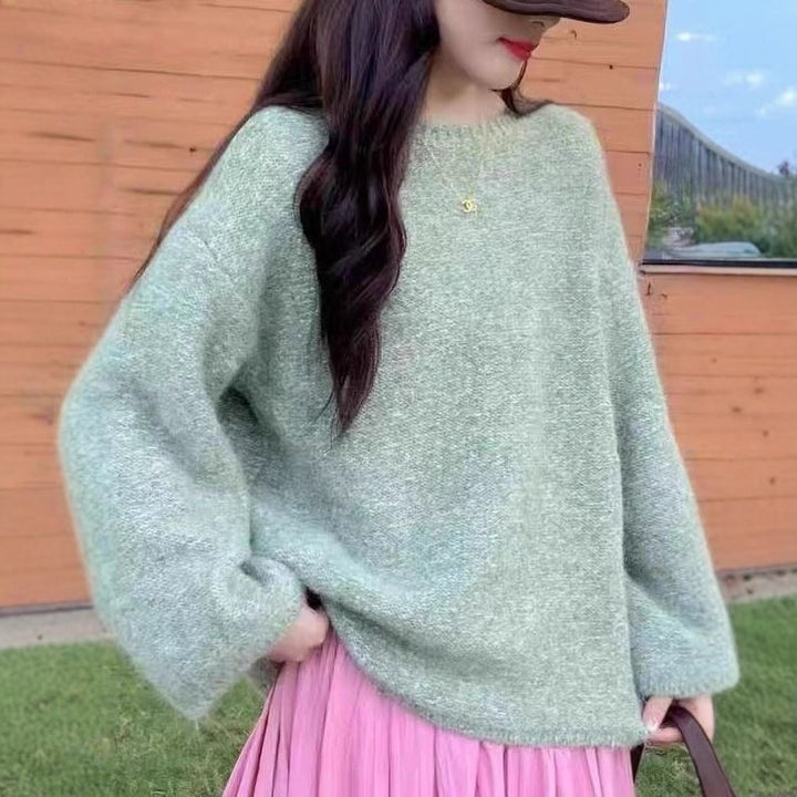 Kvinder Fluffy Strik Sweater med Loose Fit Stilla