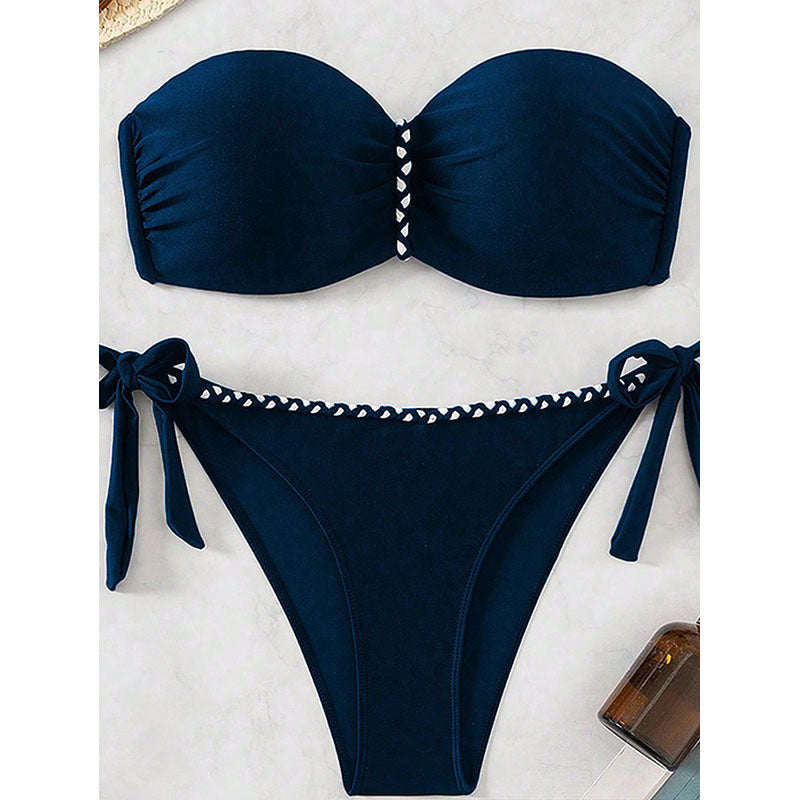 Dame Bandeau-bikini med elegant vikledetalje Skovae