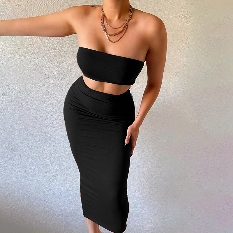 Dame Crop-Top og Midi-Nederdel Sæt med figursyet Design Stilla
