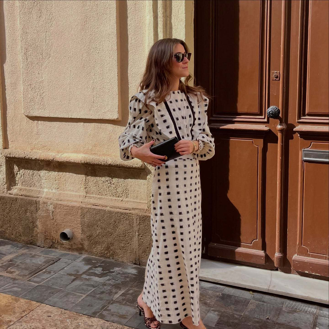 Damer Elegant Maxi Kjole med Ruffle Detaljer Stilla
