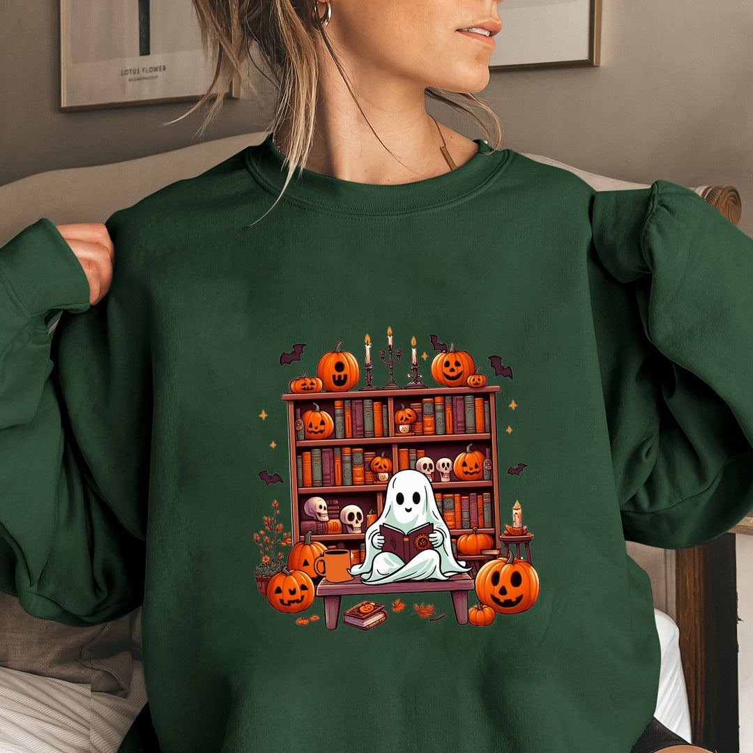 Kvinders sweatshirts med efterårsinspireret creepy motiv og afslappede puffærmer Stilla