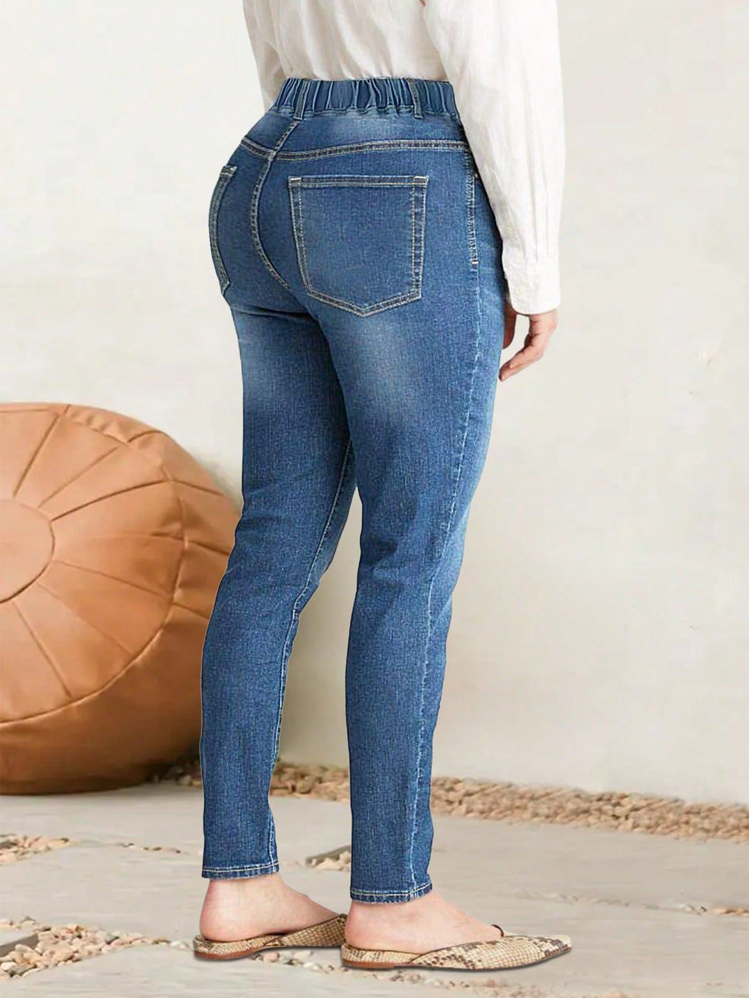 Dame Slim Fit Jeans med elastisk talje og smal ben Stilla