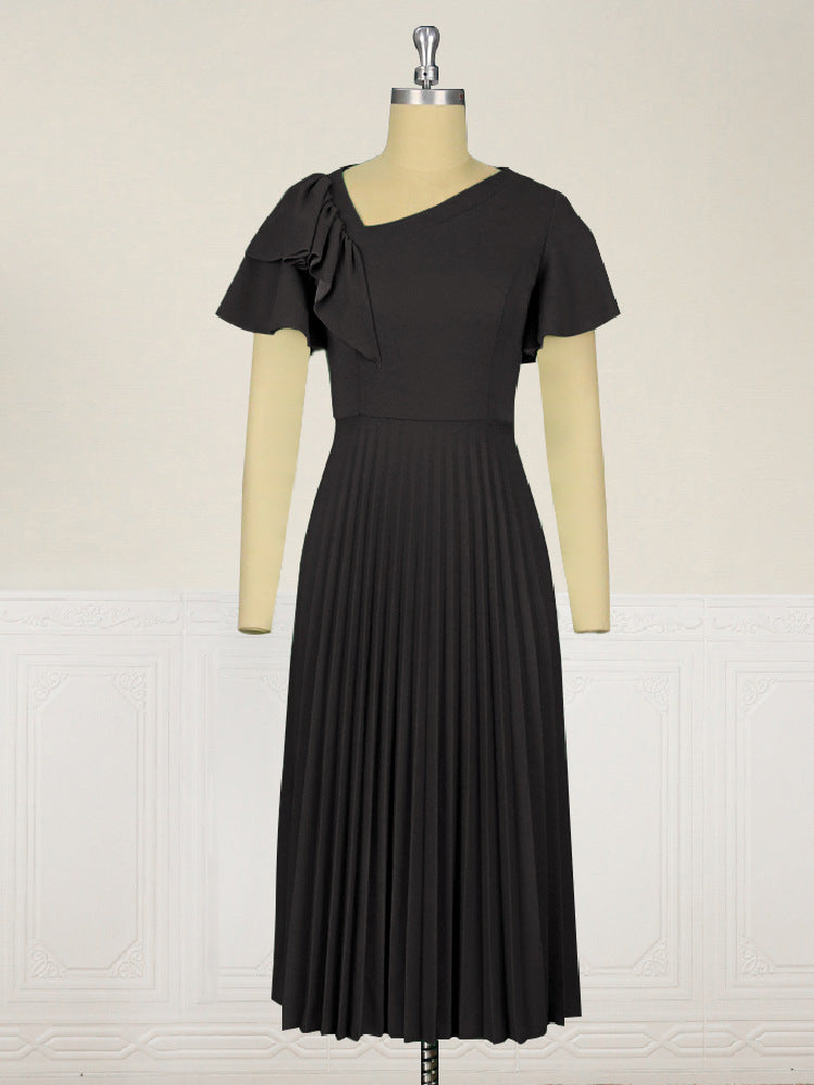 Damer elegant plisseret kjole med asymmetrisk ruffle-detail Skovae