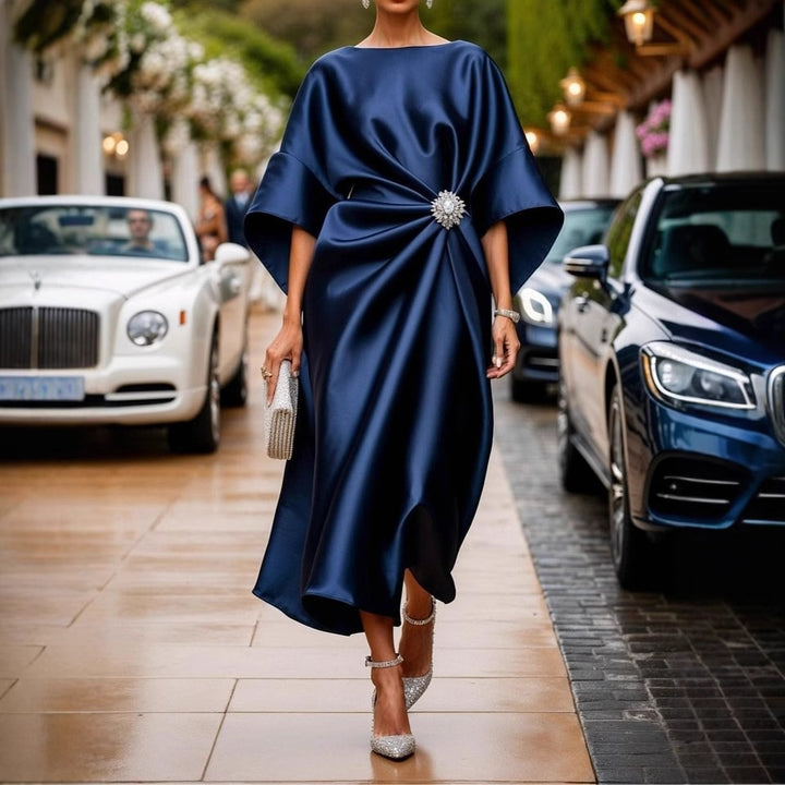 Dame Elegant Satin Aften kjole Stilla
