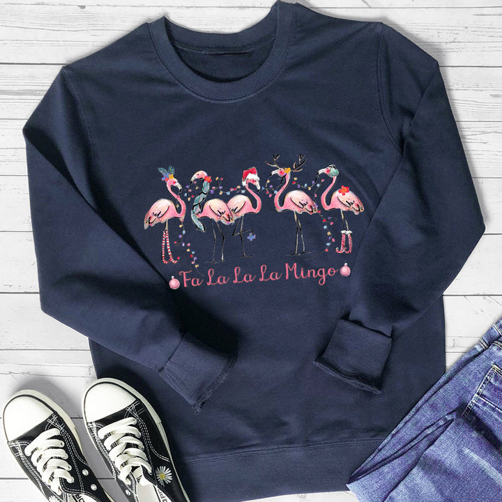 Dame sweatshirt med original flamingo motiv og afslappet snit Stilla