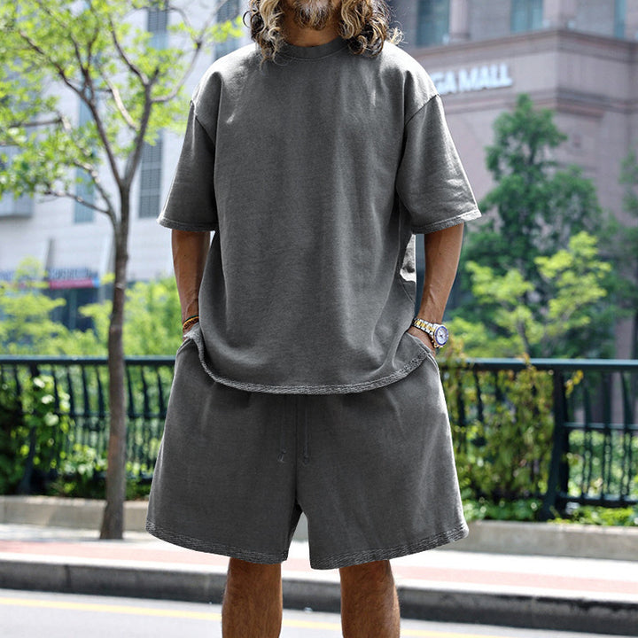 Herrer afslappet overdel og shorts sæt med oversized pasform Stilla