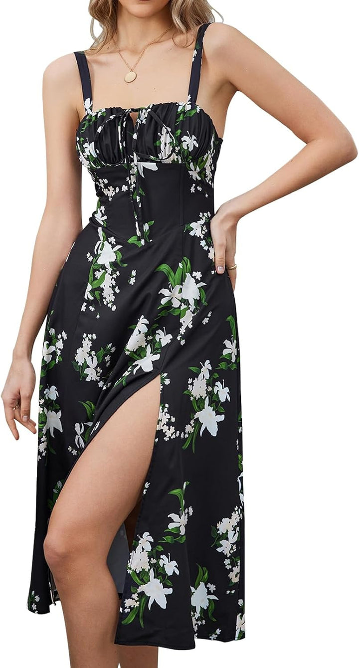 Dame Elegant Floral Maxi Kjole Stilla