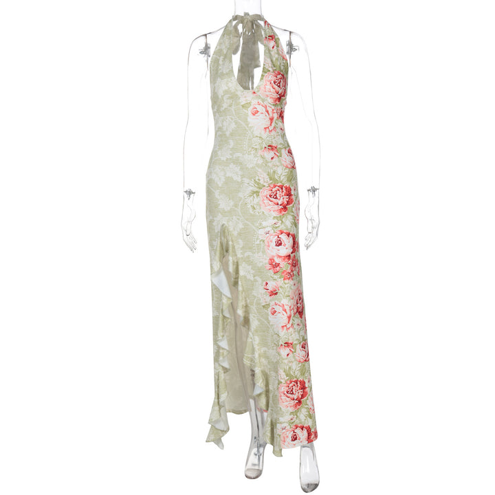 Dame Maxi-kjole med elegant blomsterdesign og svingende bund Stilla