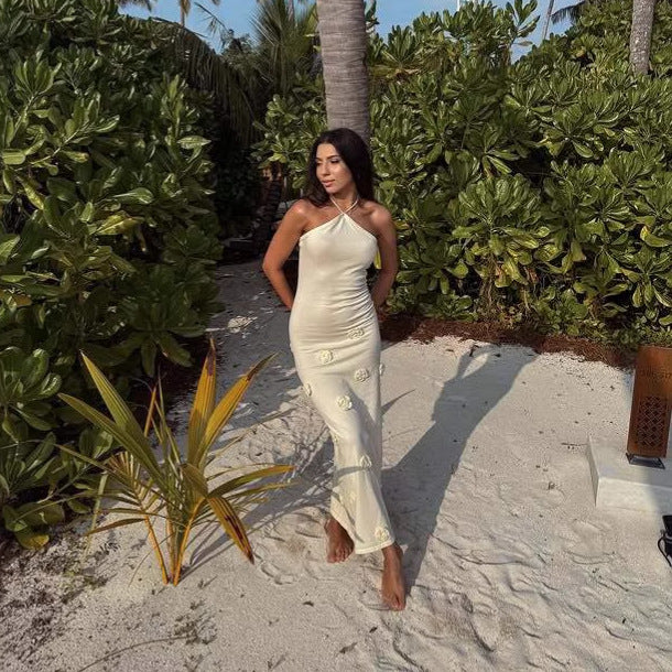 Dame Elegant Sommer maxikjole med floral detalje Stilla